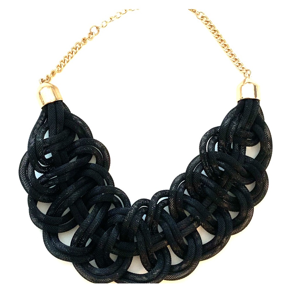 Statement Rope Necklace Black & Gold